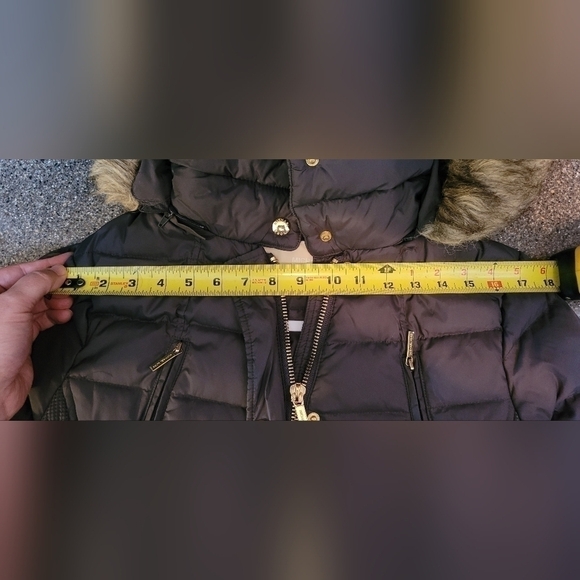 $350 Women's Michael Kors Gunmetal Gray Full Length Puffer Faux Fur Lined Hood M - Picture 11 of 11